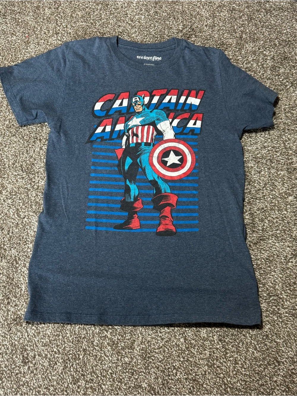 Captain America Graphic Tee - Navy Short Sleeve